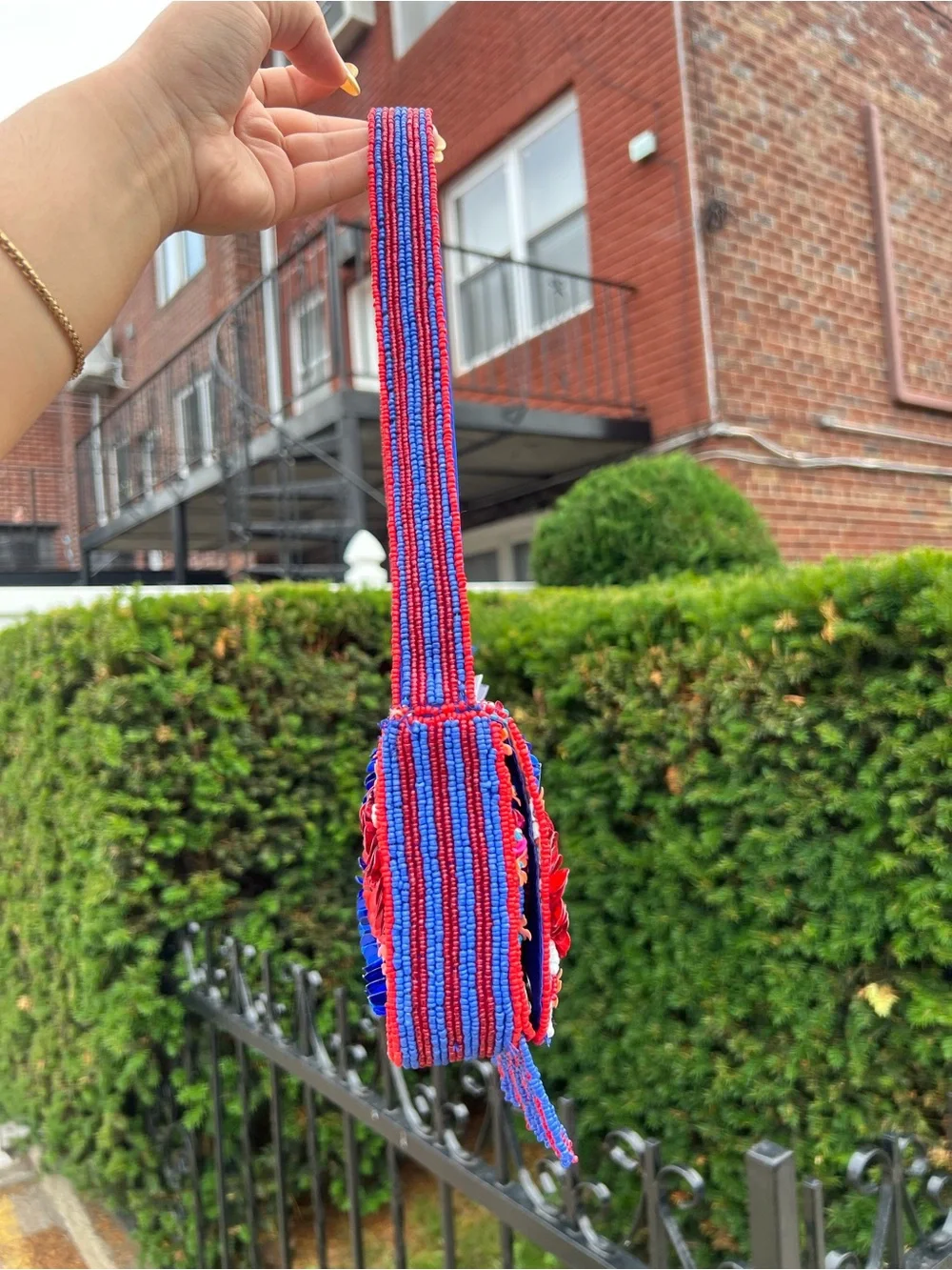 TJMAXX MARSHALLS Viral Paisley Floral Colorful Beaded Stripe Shoulder Bag Purse - Picture 14 of 16